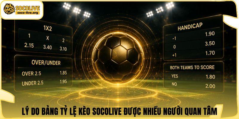 Lý do bảng tỷ lệ kèo Socolive được nhiều người quan tâm
